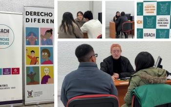 Mosaico con imágenes. A la izquierda aparecen pendones de la Facultad de Ciencias Médicas y del Departamento de Inclusión y Derecho a la Diferencia. Abajo y arriba al centro aparecen módulos de atención y en la esquina superior derecha un panel de Vicaviged.