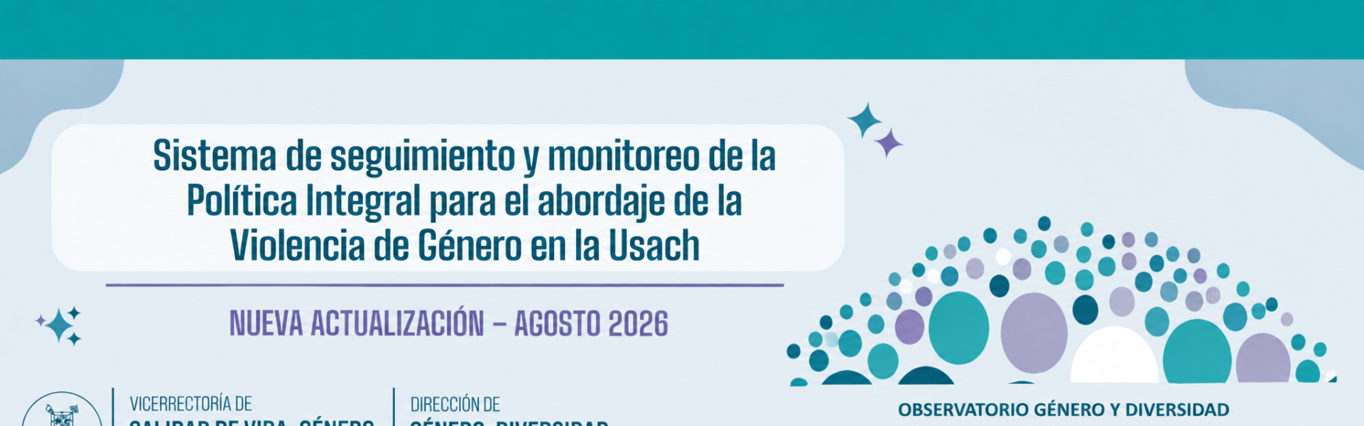 banner con fondo verde agua y texto que dice Panel de Indicadores de la DGDE Elaborados por el Observatorio de Género, Equidad y Diversidad